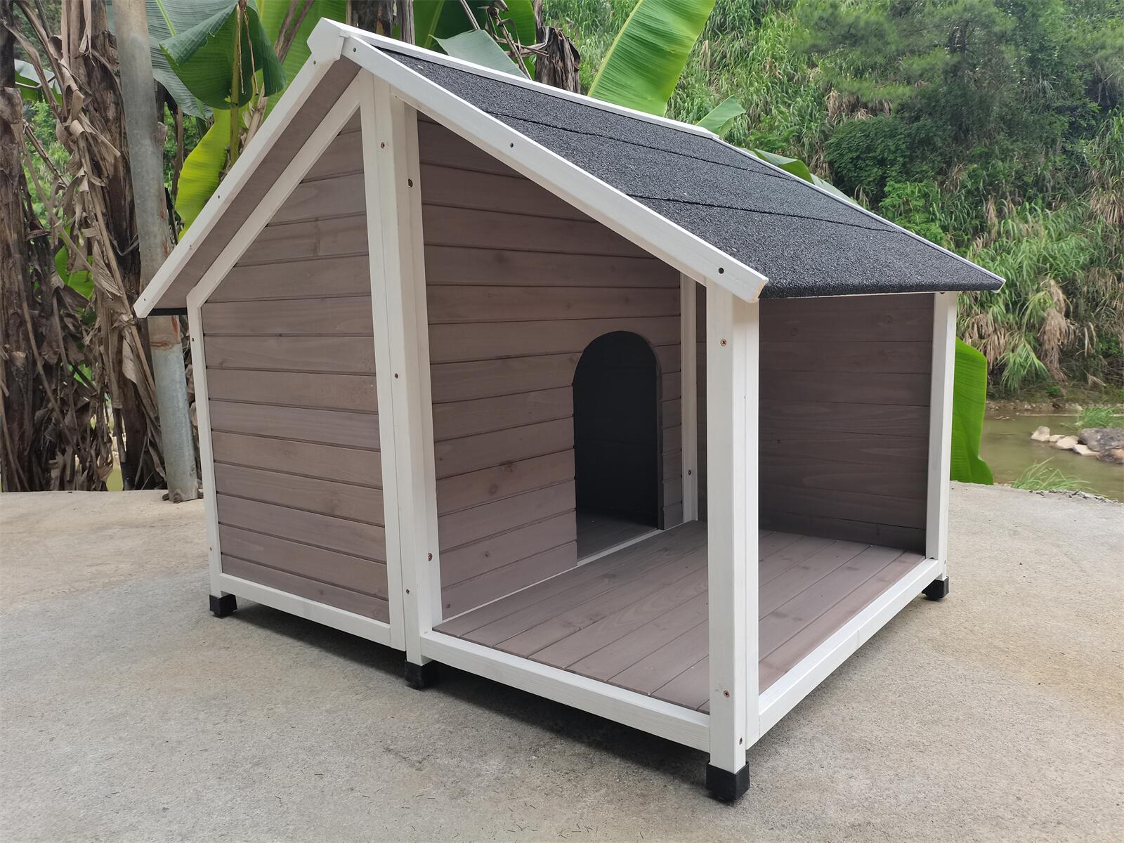 YES4PETS L Timber Pet Dog Kennel House Puppy Wooden Timber Cabin 130x105x100cm Grey wooden dog kennel YES4PETS