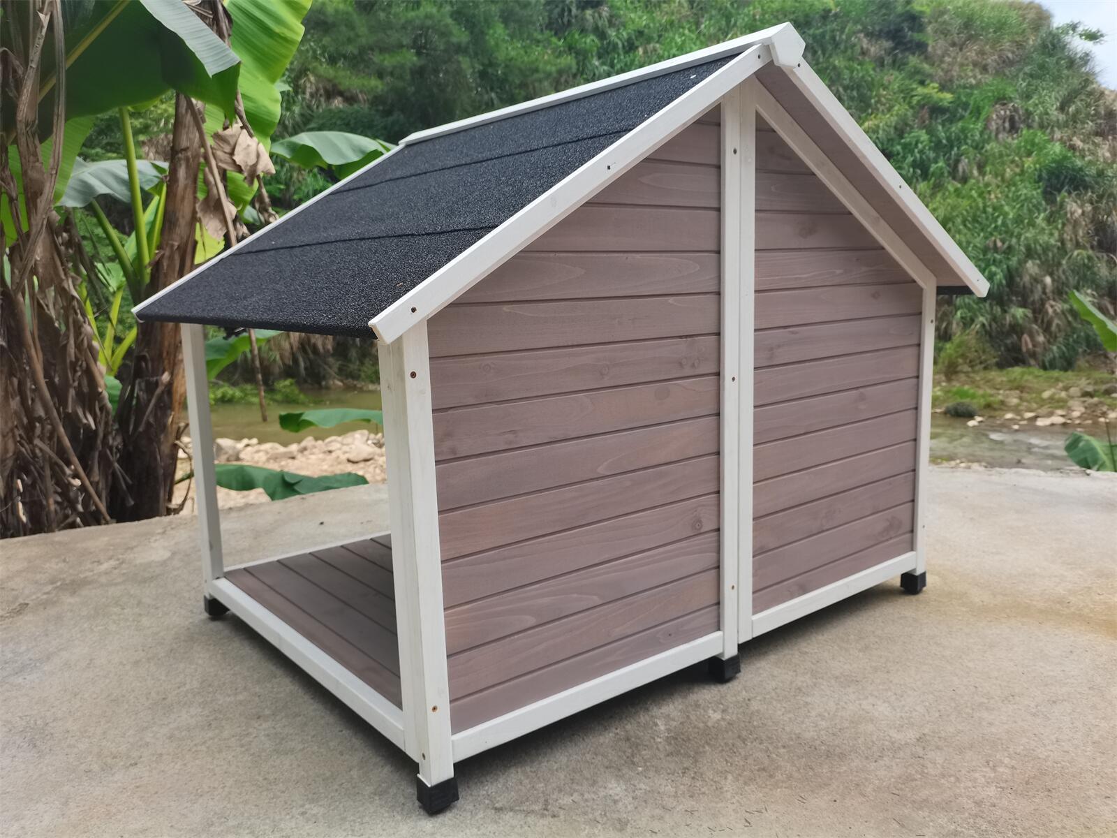 YES4PETS L Timber Pet Dog Kennel House Puppy Wooden Timber Cabin 130x105x100cm Grey wooden dog kennel YES4PETS