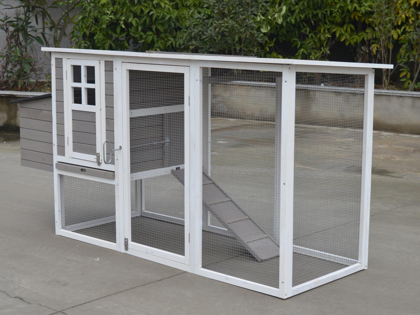 YES4PETS Large Chicken Coop Rabbit Hutch Cat Ferret Cage Hen Chook House Grey Pet Care > Coops & Hutches YES4PETS