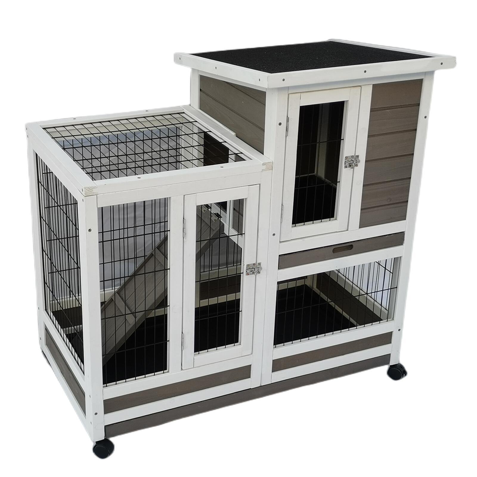 YES4PETS Rabbit Hutch Cat House Cage Guinea Pig Ferret Cage With Wheels Pet Care > Coops & Hutches YES4PETS