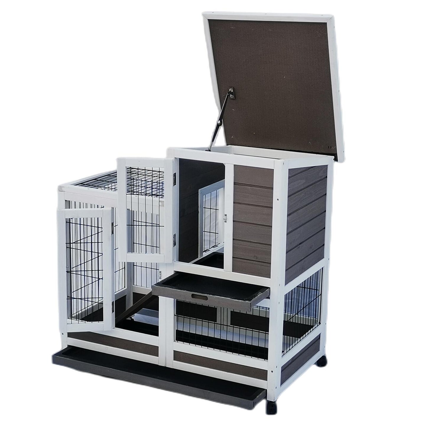 YES4PETS Rabbit Hutch Cat House Cage Guinea Pig Ferret Cage With Wheels Pet Care > Coops & Hutches YES4PETS