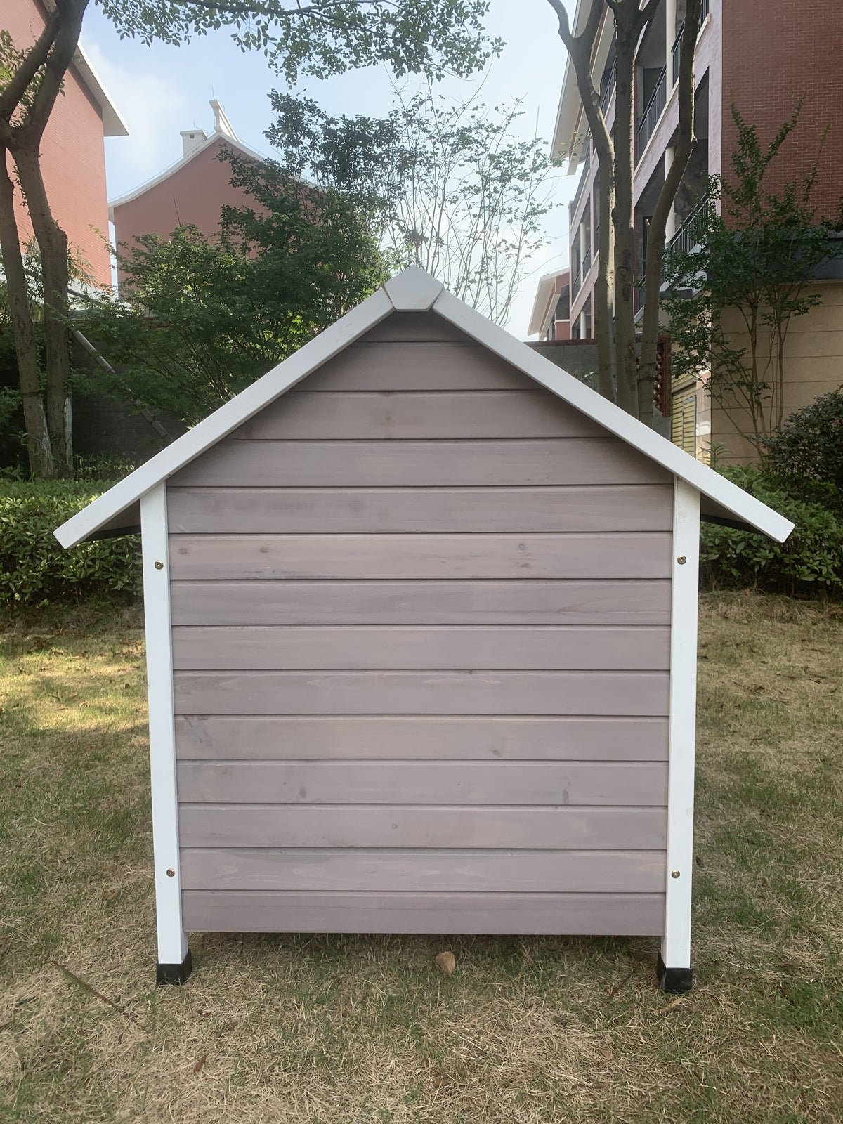 YES4PETS XL Timber Dog Kennel – Grey Cabin With Door Wooden Dog Kennel YES4PETS
