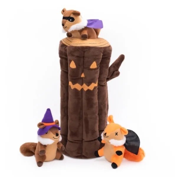 Zippy Paws Halloween Burrow Dog Toy - Haunted Log + 3 Squeaker Toys Dog toys zippy paws
